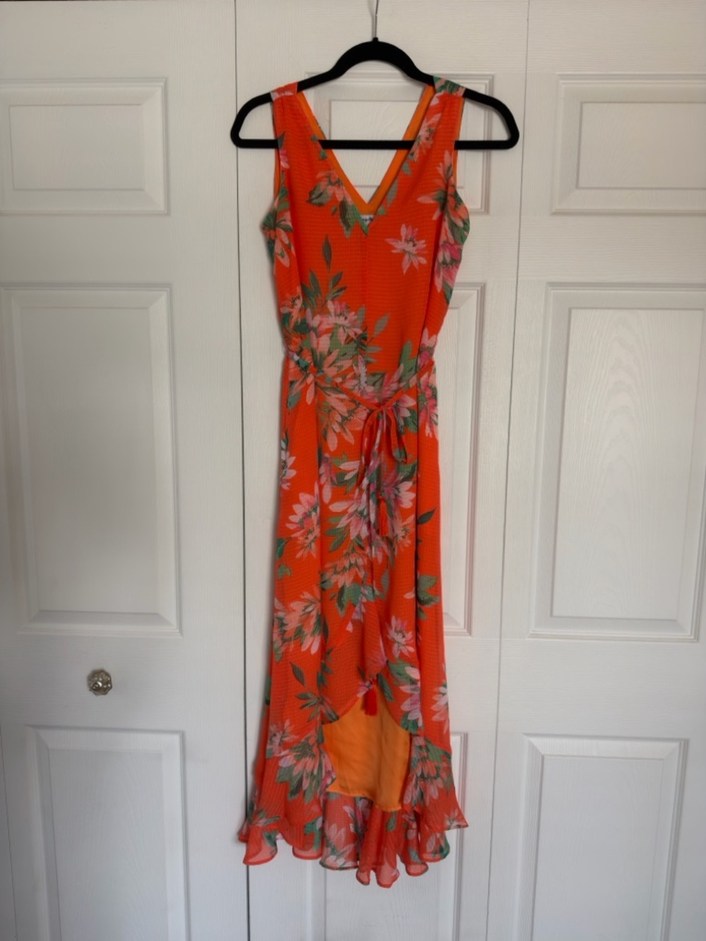 Tommy Bahama Orange Floral High-Low Wrap Dress